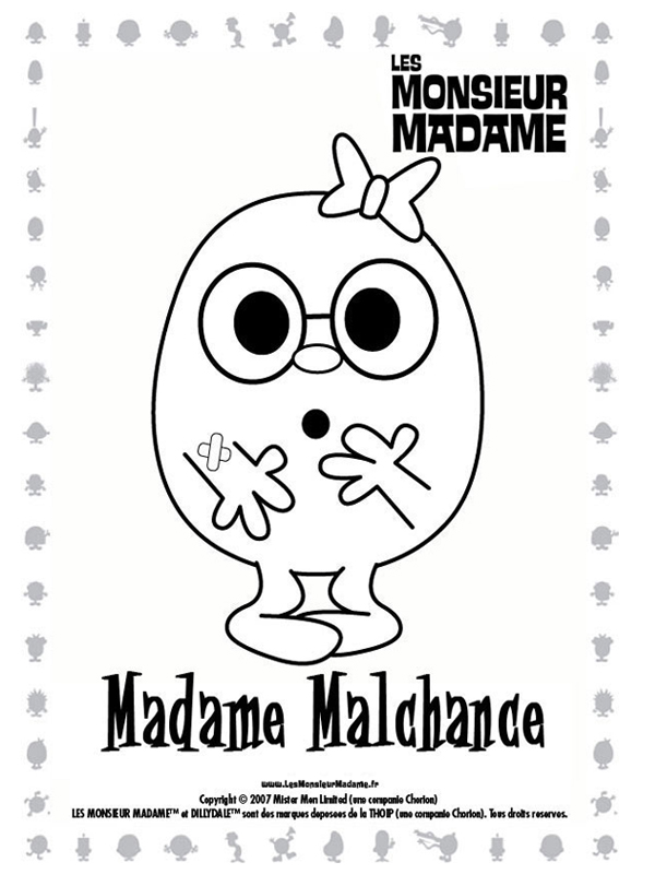 coloriage madame malchance surprise